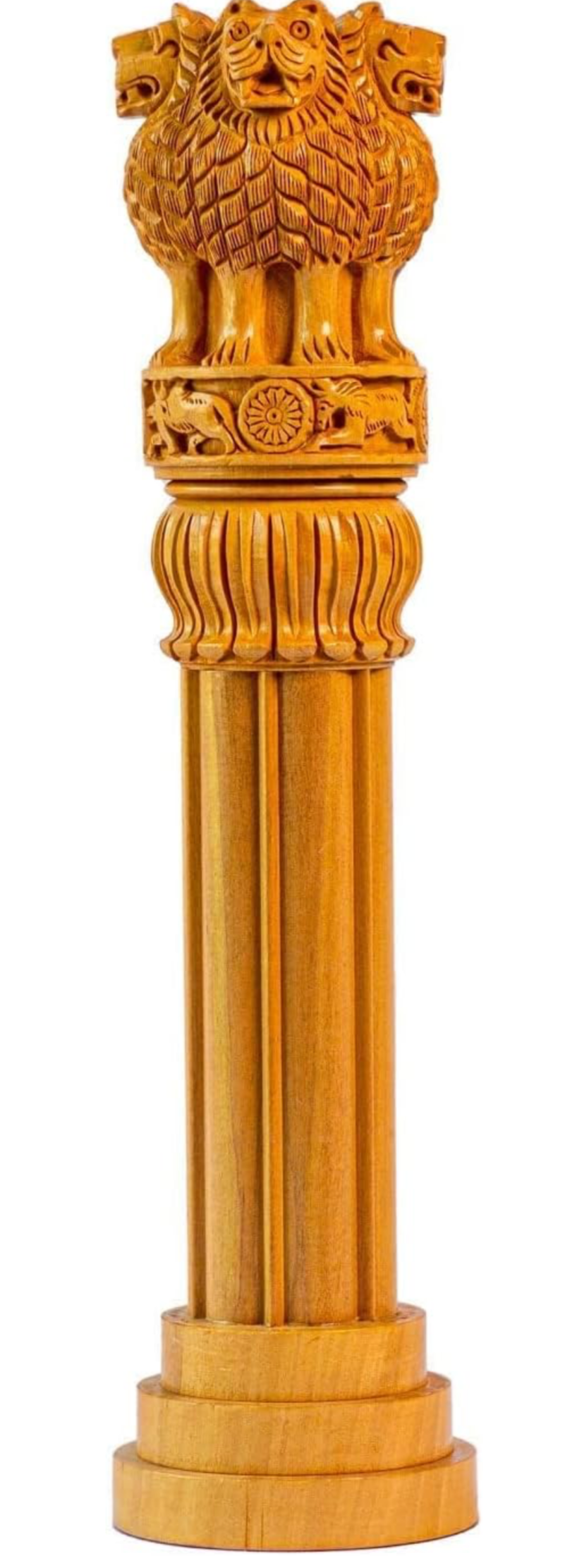 Ashoka Pillar Wooden National Emblem Table Top Car Dashboard Gift Ashok Stambh