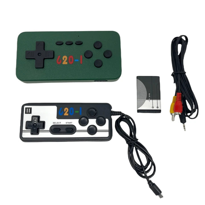 Mini Gaming Console Built in 620 Games Rechargeable Game with Dual Remote Controls with AV Output 8 bit games