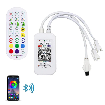 Smart Strip Full Kit, Addressable 5050 magic multicolour strip with mobile app controlled by BT App, IR Remote & Music 5 meters Product Code SRGB05