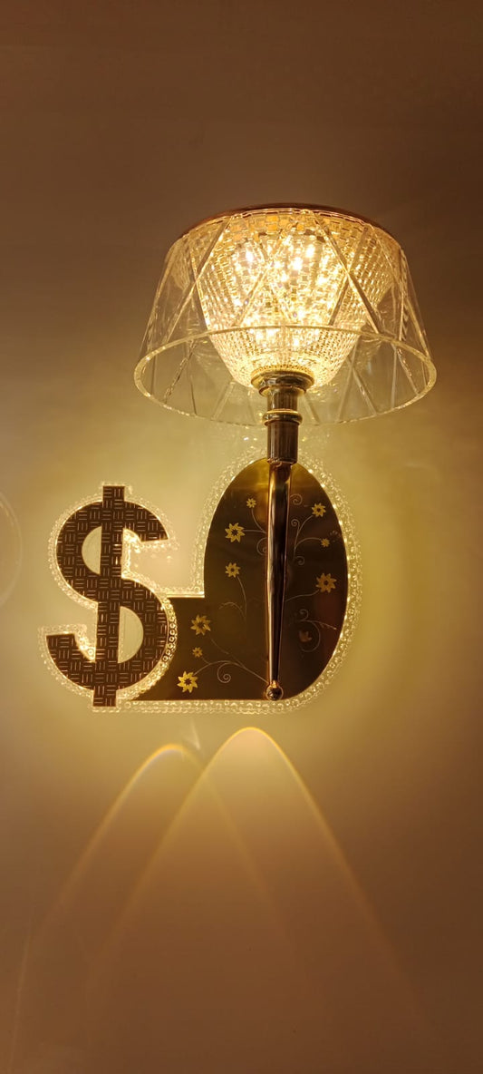 Golden Glow of Wealth Dollar Lamp Led Wall Fancy Light | Led Wall Light | Indoor Led Decorative Light | W1288