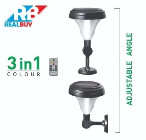 Multi-Purpose Solar LED Outdoor Light 5W (with Adjustable Arm Stand for Wall or Gate), 3-in-ONE Colors with Remote Controller - IP65 Water-Proof