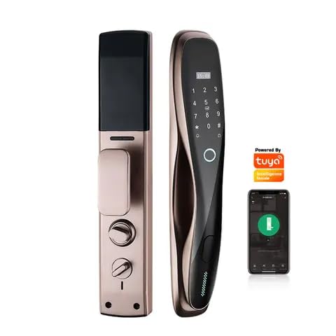 Escozor® EMM02 Rose Gold Color Smart Digital Pushpull Fingerprint Lock for Main Door with Fingerprint,Password,Smart Card,Mechanical Keys & WiFi Smart Life Mobile App(35mm to 70mm Door Thickness)