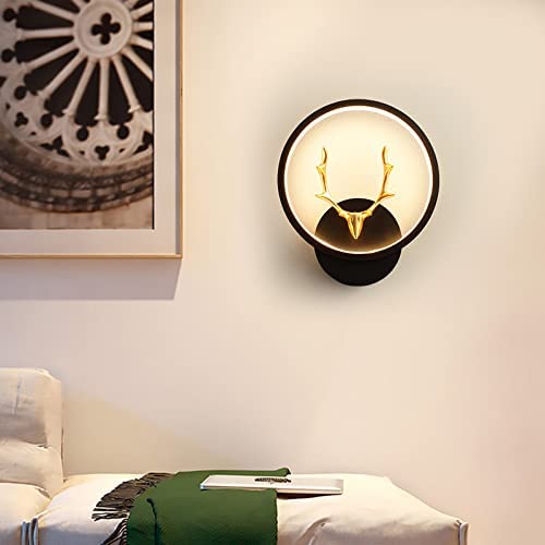 Deer Wall Lights, Stylish Wall lamp | Wall Light | Wall lamp for Living Room | Fancy Lights for Wall, Bedroom, Home Decoration, Color-Warm White+Natural White+Cold White(Black(Round)-Deer Head) WLD01 B