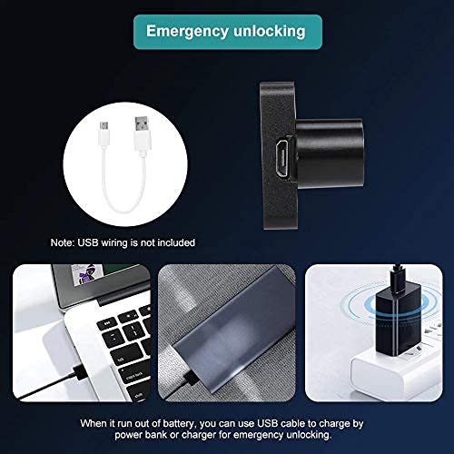 Escozor Fingerprint Drawer Lock, Smart Biometric Cabinet Lock, Safety Electric Fingerprint Lock, Drawer Wardrobe Lock, Furniture Privacy Lock (With Each Lock Having Different E-Key), Black CL010