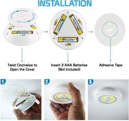 3PCS Under Cabinet Light Wireless Smart LED Night Lamp Battery Power Remote Control Lamp for Kitchen wardrobe Cupboard Stair Corridor Flush Mount Ceiling Lamp Flush Mount Ceiling Lamp