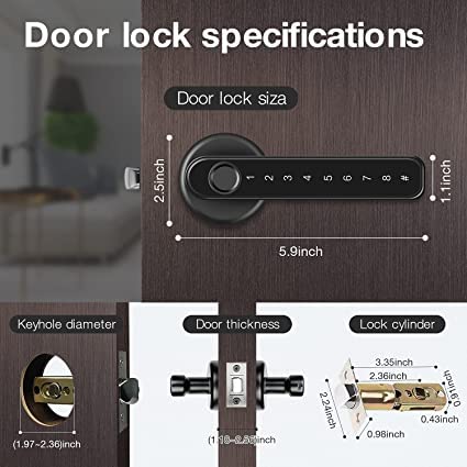 Escozor® MFK02 Smart Digital Keyless Door Lock for Bedroom/Office Unlock Using Fingerprint,Password,Mechanical Keys & Bluetooth Mobile App