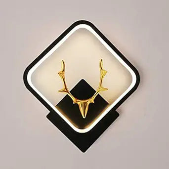 Deer wall lights, stylish wall lamp | wall light | wall lamp for living room | fancy lights for wall, bedroom, home decoration, Color-Warm White+Natural White+Cold White(Black(Square)-Deer Head) WLD01 D