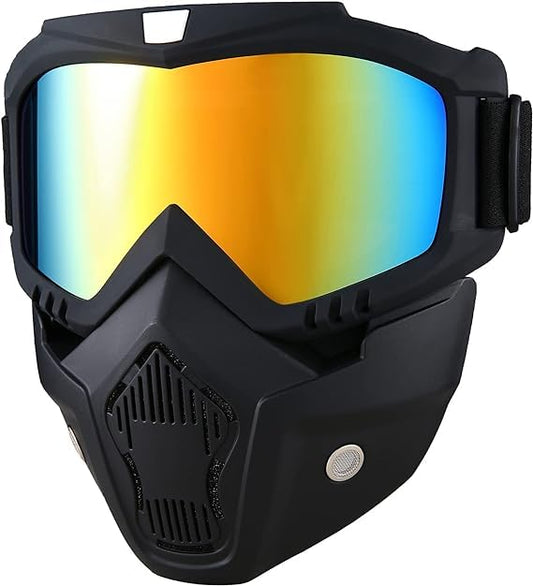 Goggles Mask, Detachable Face Mask ATV Goggles, Dirt Bike Goggles Safety goggles for Men Women - Multicolor