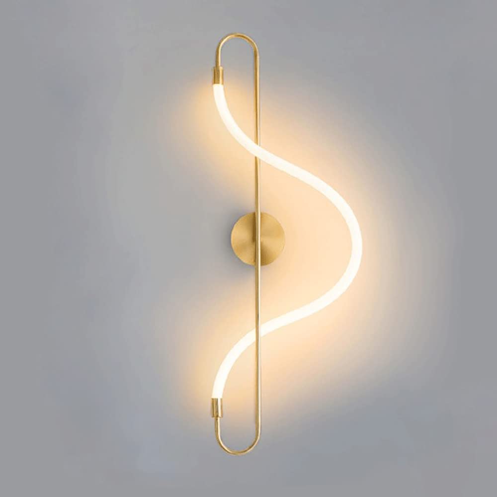 LZB326 Linear Golden Metal Wall Light with Silicone Shade, Modern LED Wall Light, Bedside Wall Lights, Gold Decorative Wall Lights Warm White