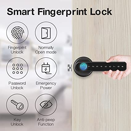 Escozor® MFK02 Smart Digital Keyless Door Lock for Bedroom/Office Unlock Using Fingerprint,Password,Mechanical Keys & Bluetooth Mobile App