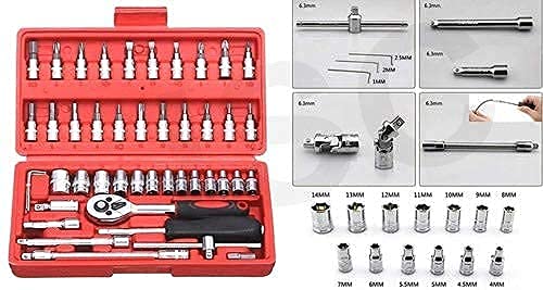 46 In 1 Multipurpose Steel Spanner Tool Hex Socket Combination Toolkit