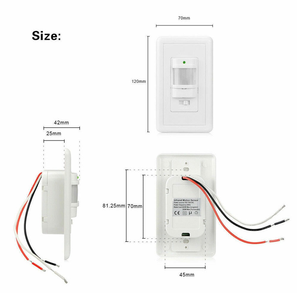 AC 220-240V PIR Motion Sensor Light Switch Detector Infrared Wall Occupancy