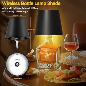 Wireless Bottle Lamp Shade Rechargeable Bottle Lamp Stepless Dimming LED Wine Bottle Lights for Any Bottle RainProof