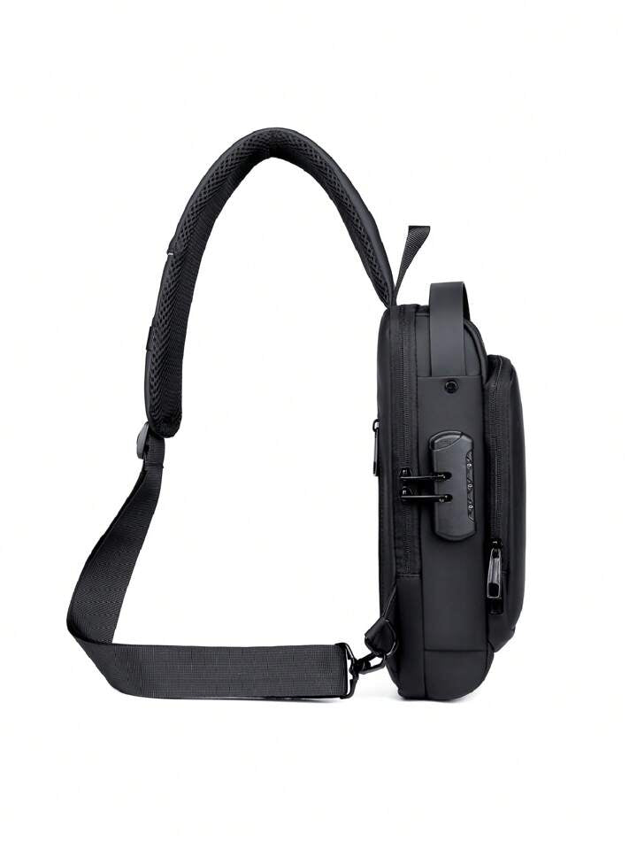 Riding Crossbody Bag With USB Charging Port Anti-Theft Password Lock Motorcycle Chest Bag