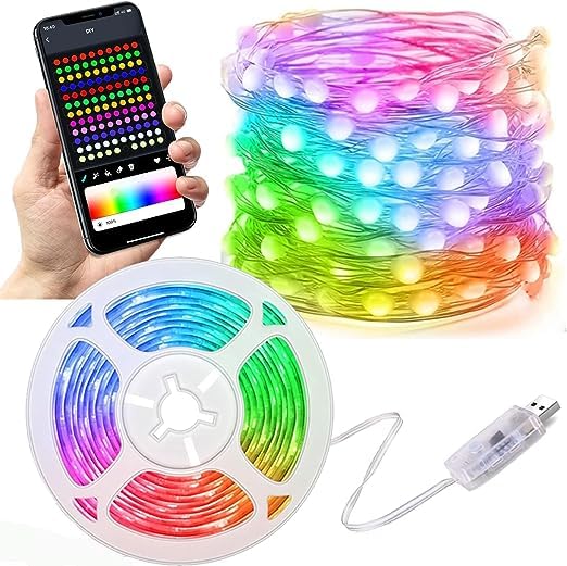 RGB Smart Fairy Strip String USB Lights Smart Control, Music Sync, Waterproof, Remote Mobile App Colour Changing Light With Beat Sync