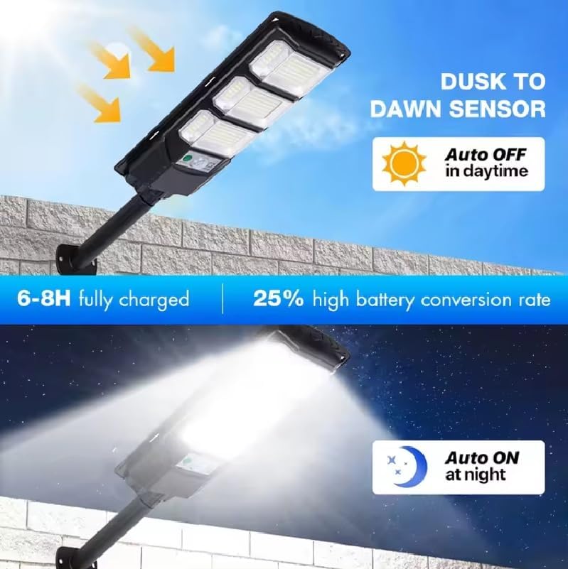 SPL03 Solar Lights Outdoor with Remote, 120 Led Lamp Waterproof Wireless Solar Street Light, Security Motion Sensor Light Outdoor with Multi-Functioning Mode, Home & Garden 60 W (Pack of 1)