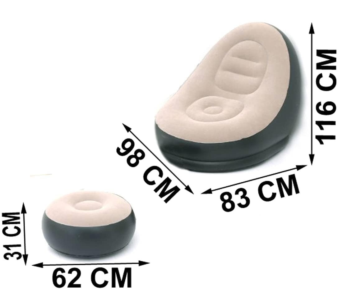 Portable Fast Inflatable Sofa Chair with Foot Stool With Air Pump, Surface with Plush Smooth Comfortable Ideal for Living Room, Room and Outdoor Camping use