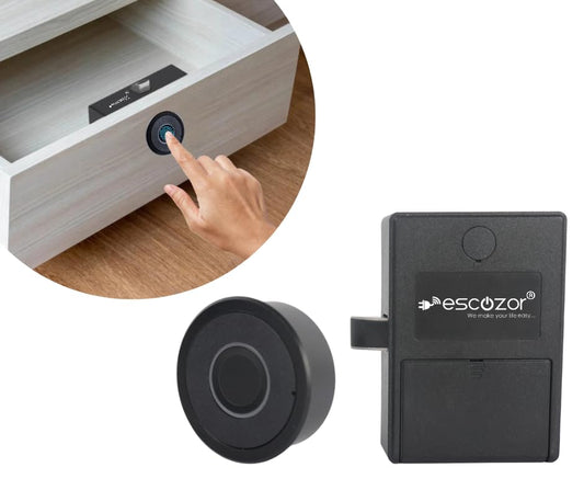 Escozor® DFL03 Concealed Metal Body Fingerprint Drawer Lock,Smart Biometric Cabinet Lock,Safety Electric,Drawer Wardrobe Lock,Furniture Privacy Lock(20 Fingerprints stored & Each Lock Different EKey)