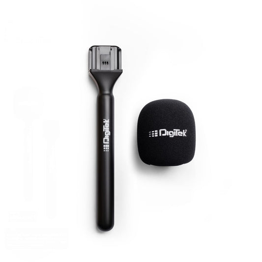 Digitek® (DHMA-101 Wireless Handheld Interview Adapter with Foam Windshield - Reduce Wind Noise, Compatible with DWM-Series & Others Wireless Microphones - Plug and Play (Mic not Included)