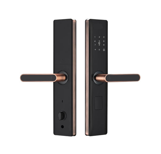 Escozor® H201 Rose Gold Smart Digital Keyless Fingerprint Lock for Main,Safety,Bedroom & Office Door with Password,Smart Card,Mechanical Keys & WiFi Mobile App Control(35mm to 70mm Door Thickness)