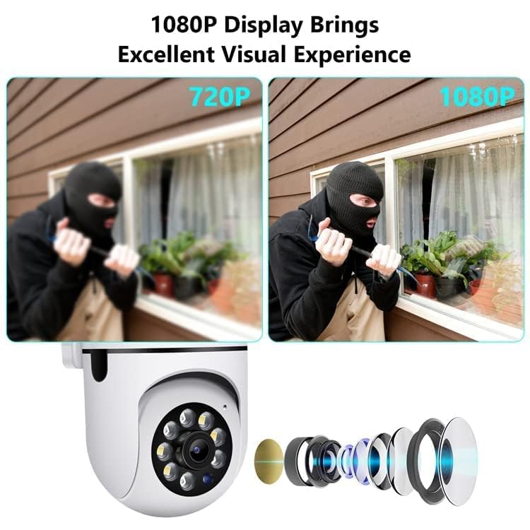 Wi-Fi Camera CCTV Camera 1080p Wireless PTZ Bulb Shape V380 Pro Indoor 360° Smart Home Security Camera