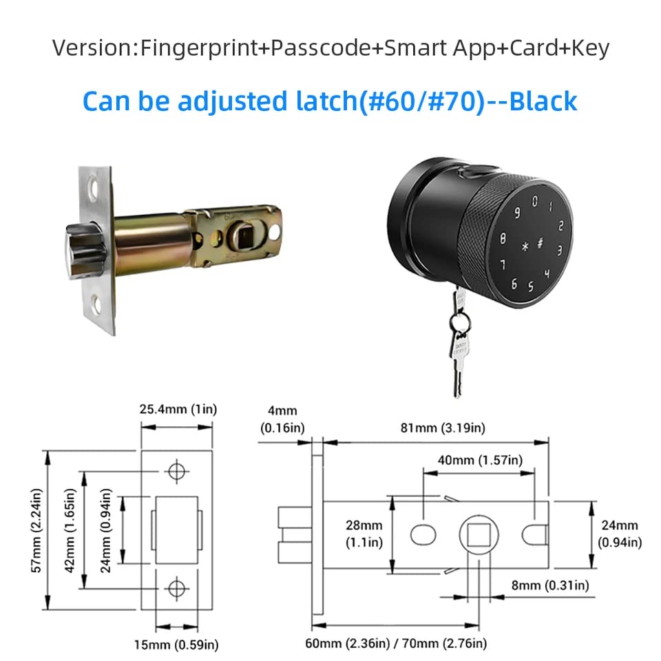 Escozor® RFK02 Smart Knob Digital Keyless Fingerprint Lock for Bedroom & Office with Password,Smart Card,Mechanical Keys & Bluetooth Mobile App Control