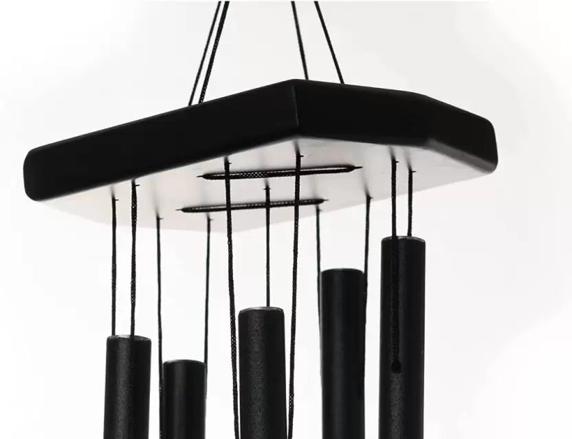 5 PIPES SIZE FENGSHUI WINDCHIME FOR BALCONY, GARDEN, WINDOW, OUTDOOR Aluminium, Wood Windchime (Black)