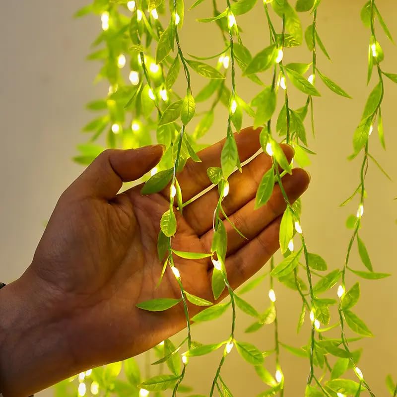 Leaf Curtain Lights, Artificial Vines Curtain Lights for Wedding Party Backdrop Baby Shower Diwali Home Decoration