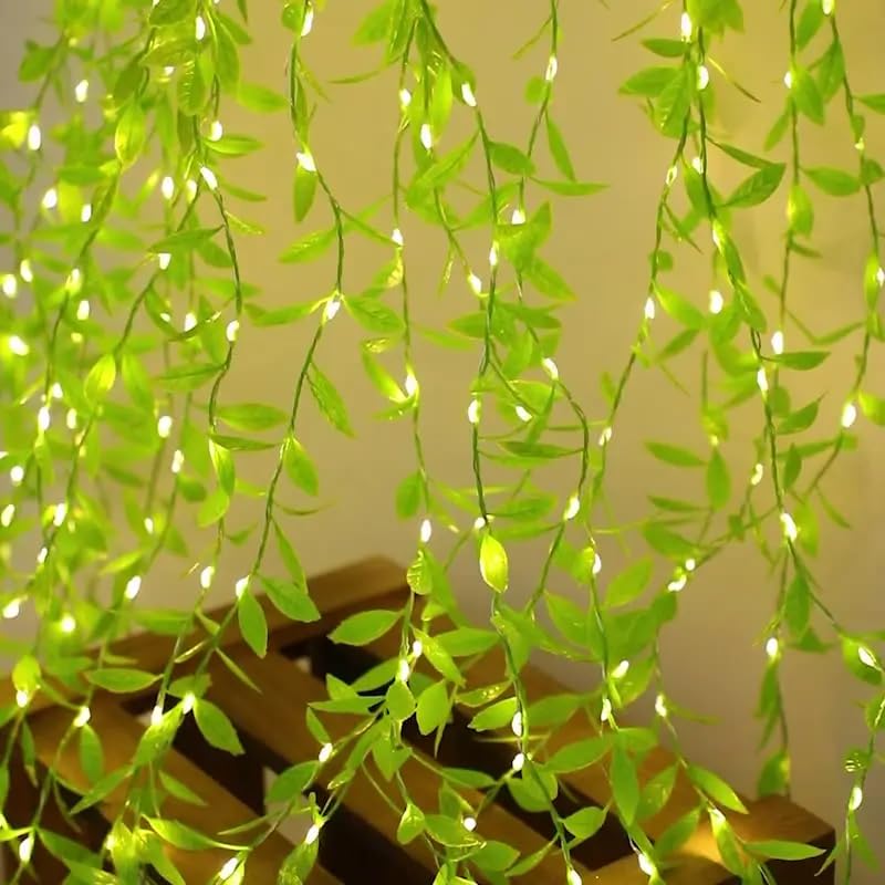 Leaf Curtain Lights, Artificial Vines Curtain Lights for Wedding Party Backdrop Baby Shower Diwali Home Decoration