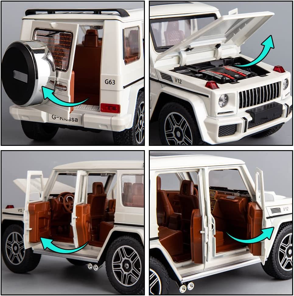 1:24 Diecast Metal Car Model G Wagon Toy Car Light Sound Pull Back Openable Doors