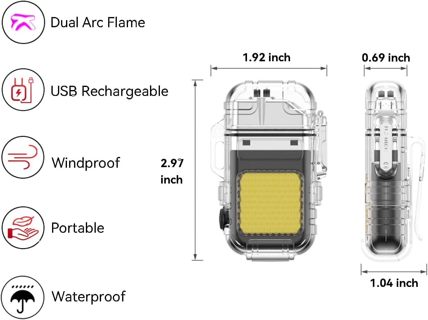 Electric Plasma Lighter Rechargable with Torch & Battery Indicator