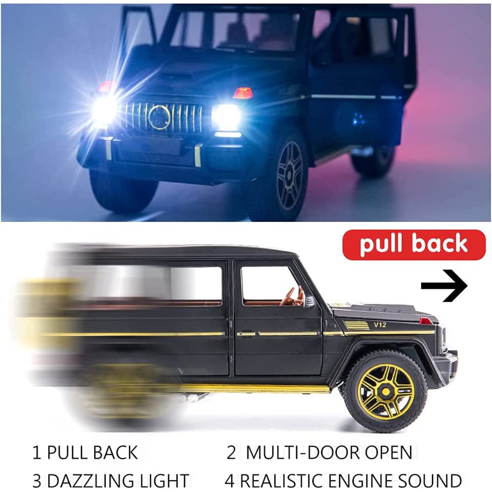 1:24 Diecast Metal Car Model G Wagon Toy Car Light Sound Pull Back Openable Doors