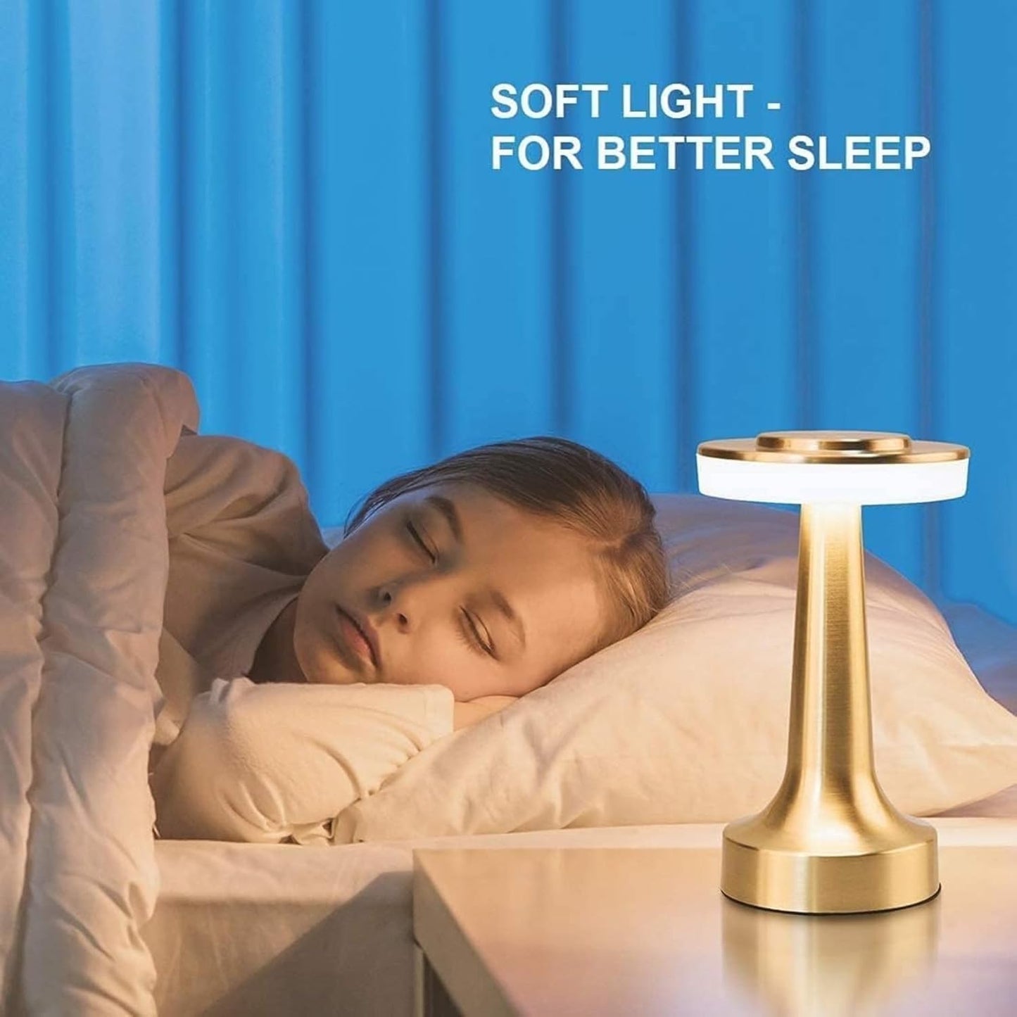 Metal LED Table Lamp with Touch Sensor Rechargeable Desk Lamp,3-Levels Brightness with Cozy Warm Lighting