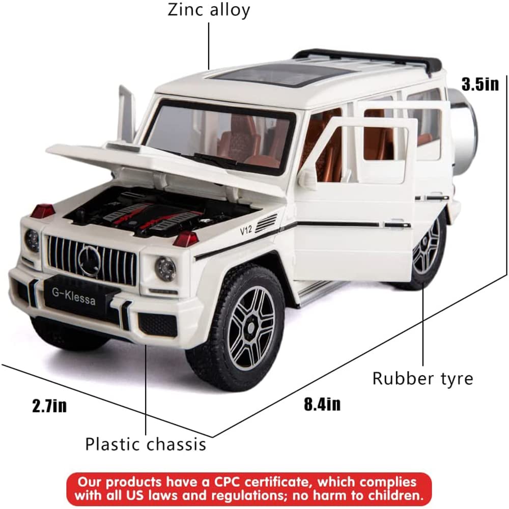 1:24 Diecast Metal Car Model G Wagon Toy Car Light Sound Pull Back Openable Doors