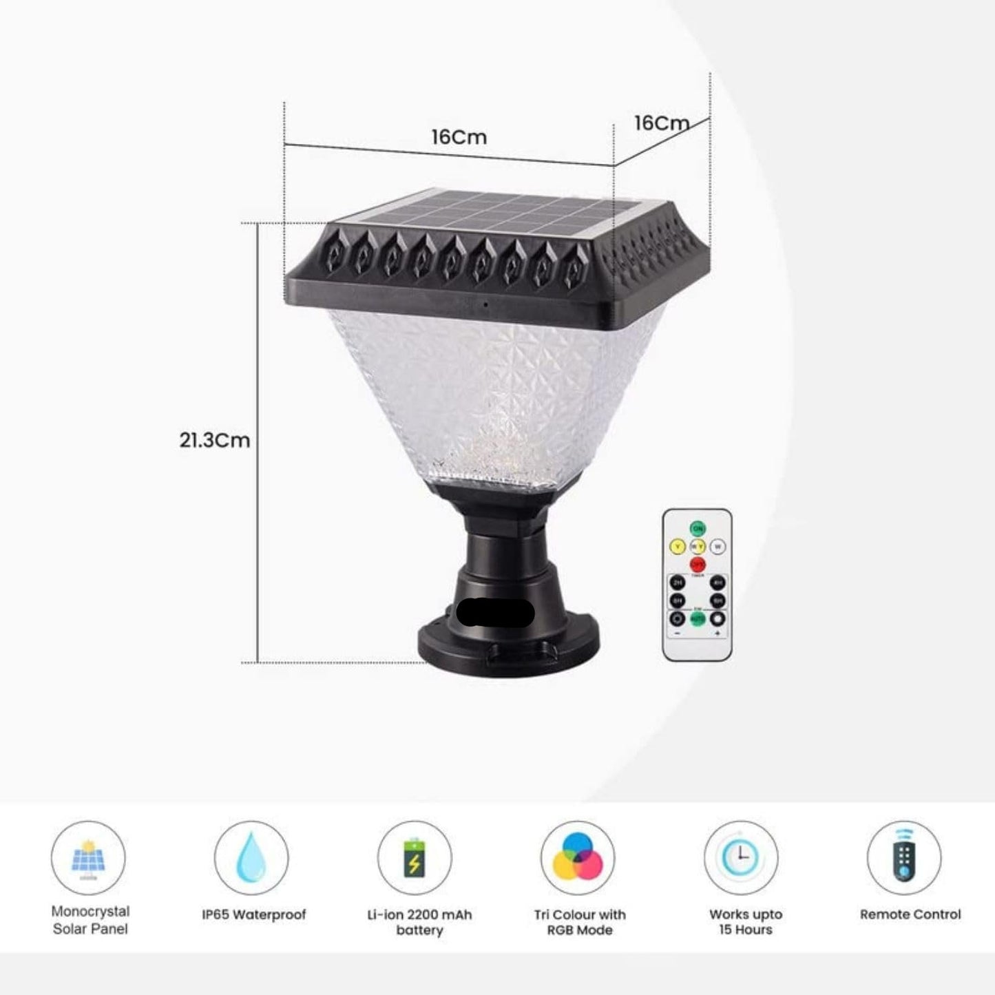 10W LED Solar Main Gate Light for Home Garden Outdoor Waterproof Pillar Wall Lamp (ABS,RGB) WG02