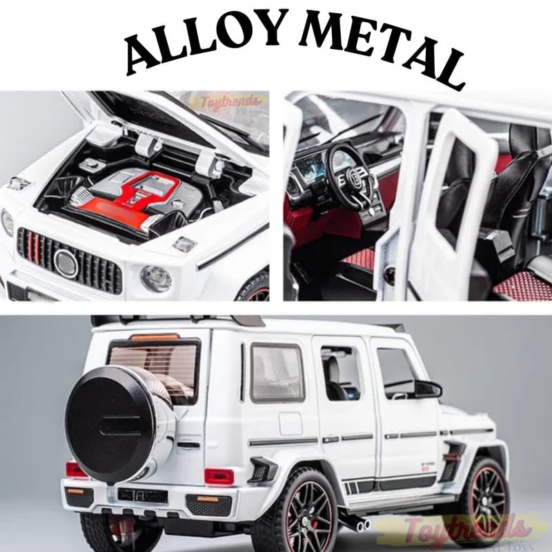 1:24 Die Cast G Wagon,Big Size Pullback Babosi Toy Car with Lights Sound, Scale Model Metal Car with Door Opening