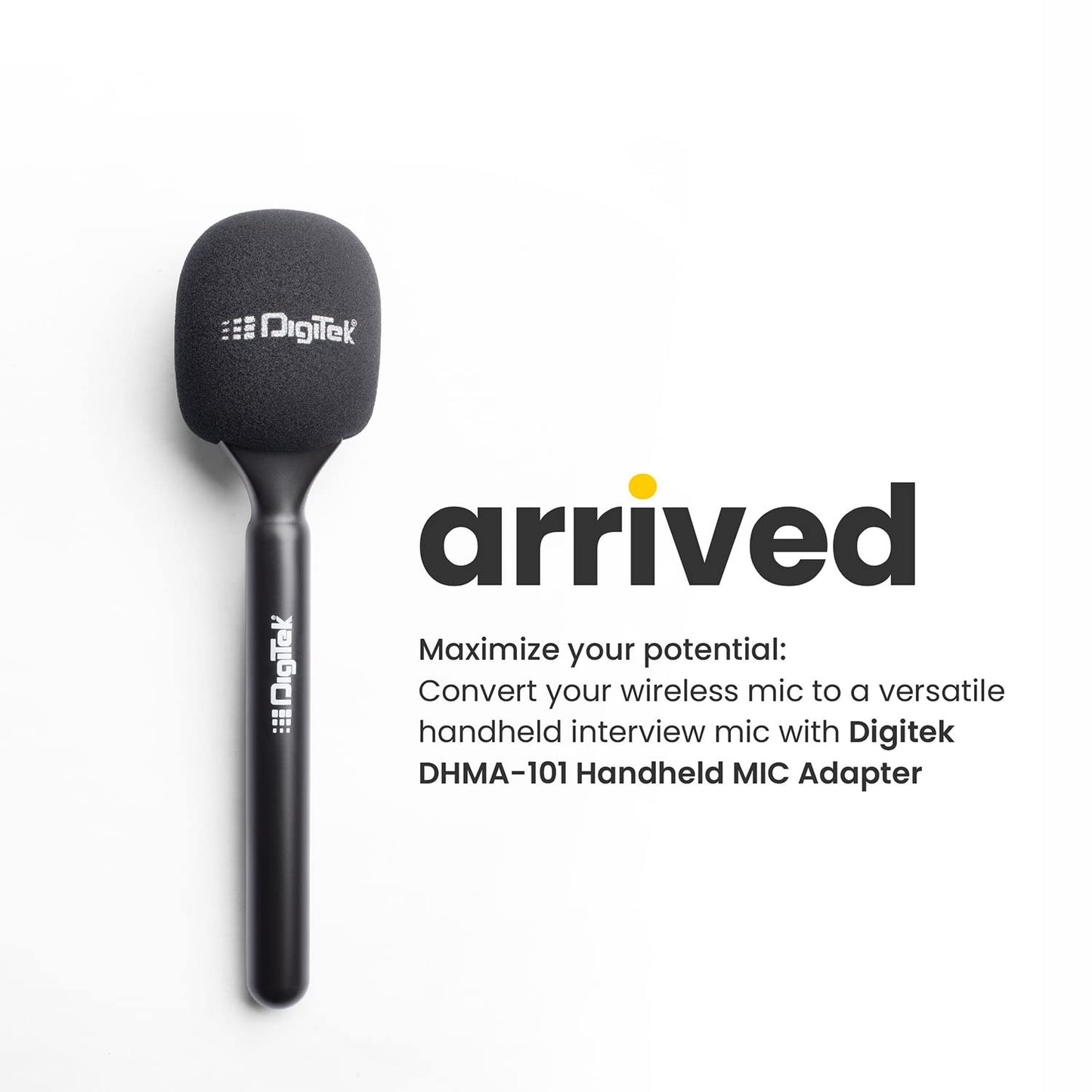 Digitek® (DHMA-101 Wireless Handheld Interview Adapter with Foam Windshield - Reduce Wind Noise, Compatible with DWM-Series & Others Wireless Microphones - Plug and Play (Mic not Included)