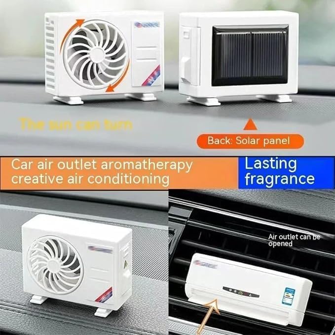 Split AC Design Solar-Powered Built-in Perfume Diffuser for Dashboard and AC Vent Car Air Freshener