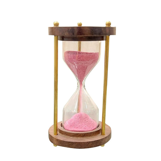 Handicrafts 1 Minute Wooden and Brass Sand Timer Hour Glass Sandglass Clock Ideal for Exercise Antique Nautical Decor