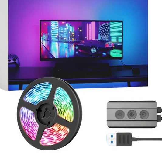 USB Sync Backlight for Gaming PC - Monitor Backlight (Upto 40 inches Monitor Size) || Color Changing with Screen Sync Box PC Backlight || RGB5050 Smart LED Strip || (Not for TV)