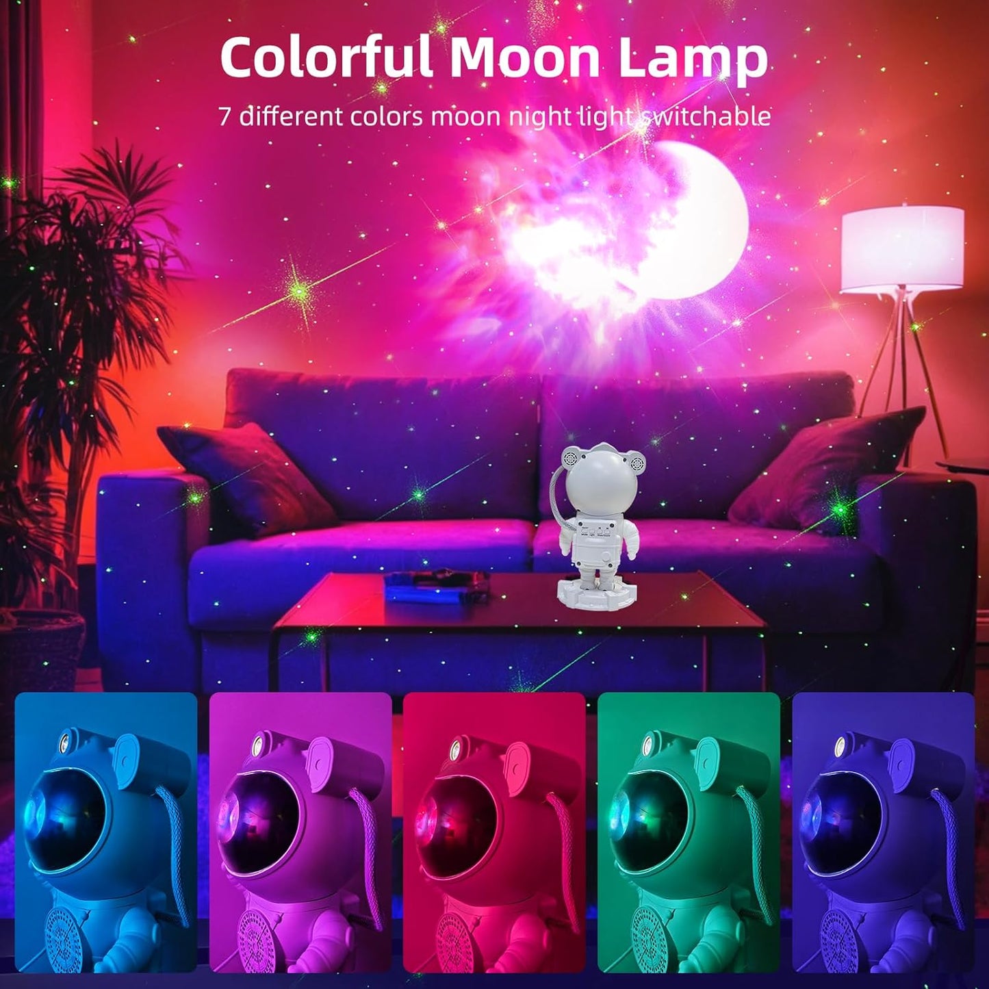 New Projector Galaxy Night Light Astronaut Light Projector,Astro Starry Nebula Led Lamp For Bedroom With Timer & Remote Control For Adults,Ceiling,Kids Room Decor,Mother'S Day Gift-Abs,White