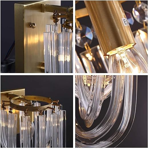 Gold Wall Light Modern Crystal Shade Wall Lamp Clear Glass Wall Lamp Wall -B200X400MM 1 Bulbs Model Series 33316