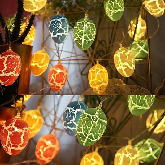 Crackle Egg LED Jhalar Crack Pastel String Lights |12 Led Decorative String Lights | for Diwali, Christmas, Party and Wedding Events (Plug-in, Warm White)