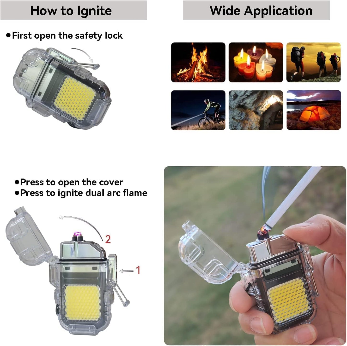 Electric Plasma Lighter Rechargable with Torch & Battery Indicator