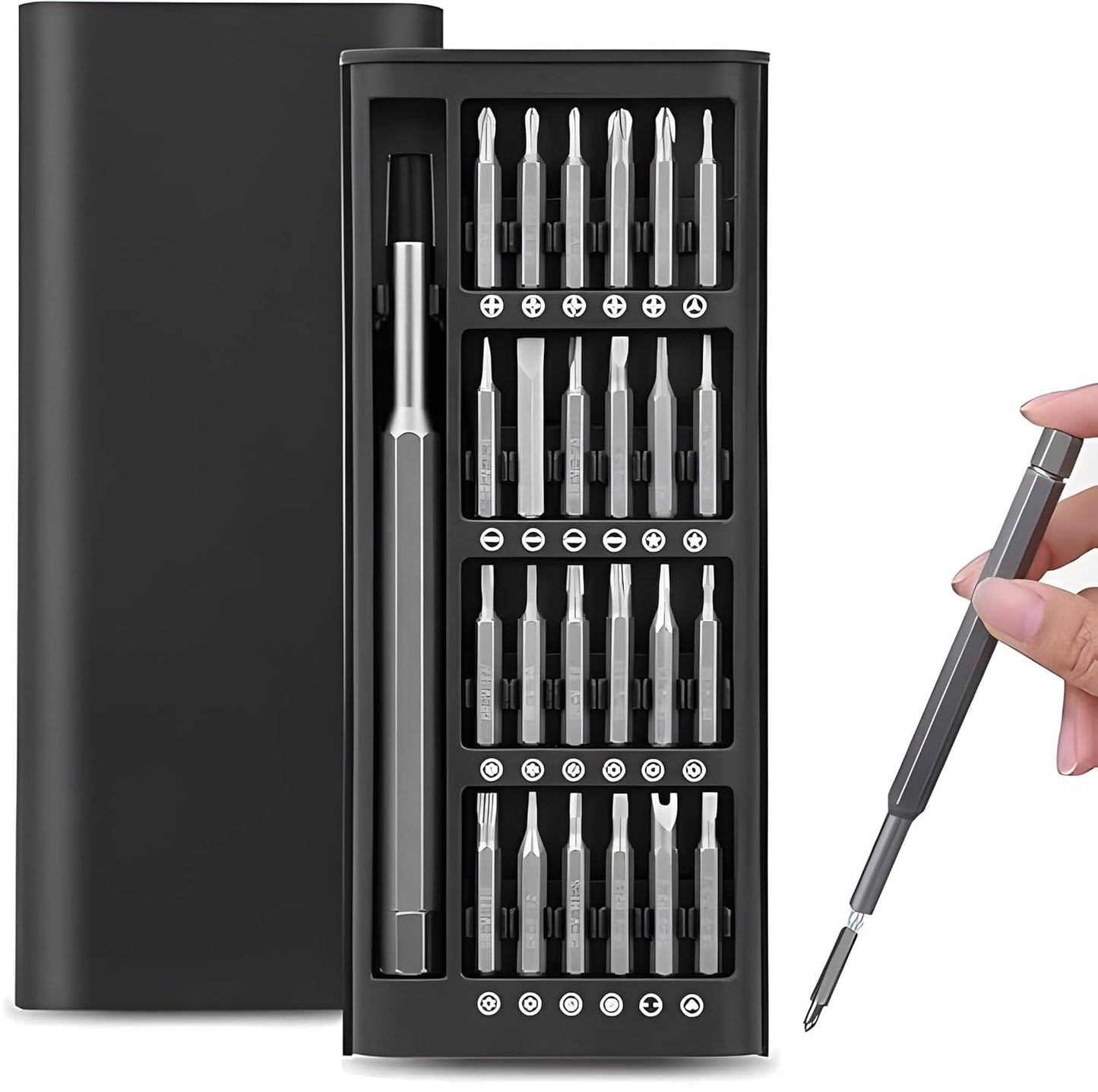 24-in-1 Screwdriver Set with Case - Magnetic Micro Driver Tool Kit | Portable Versatile Precision Screwdriver Set for Fixing & Repair Electronics, Jewelers, PC, Glasses, Watch, Phone (1 Set)