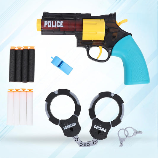 G500 Police Shooting Pistol Toy Gun for Kids with Handcuffs, Whistle & 6 Soft Bullets Combo Game Set/Gun Toy for Kids