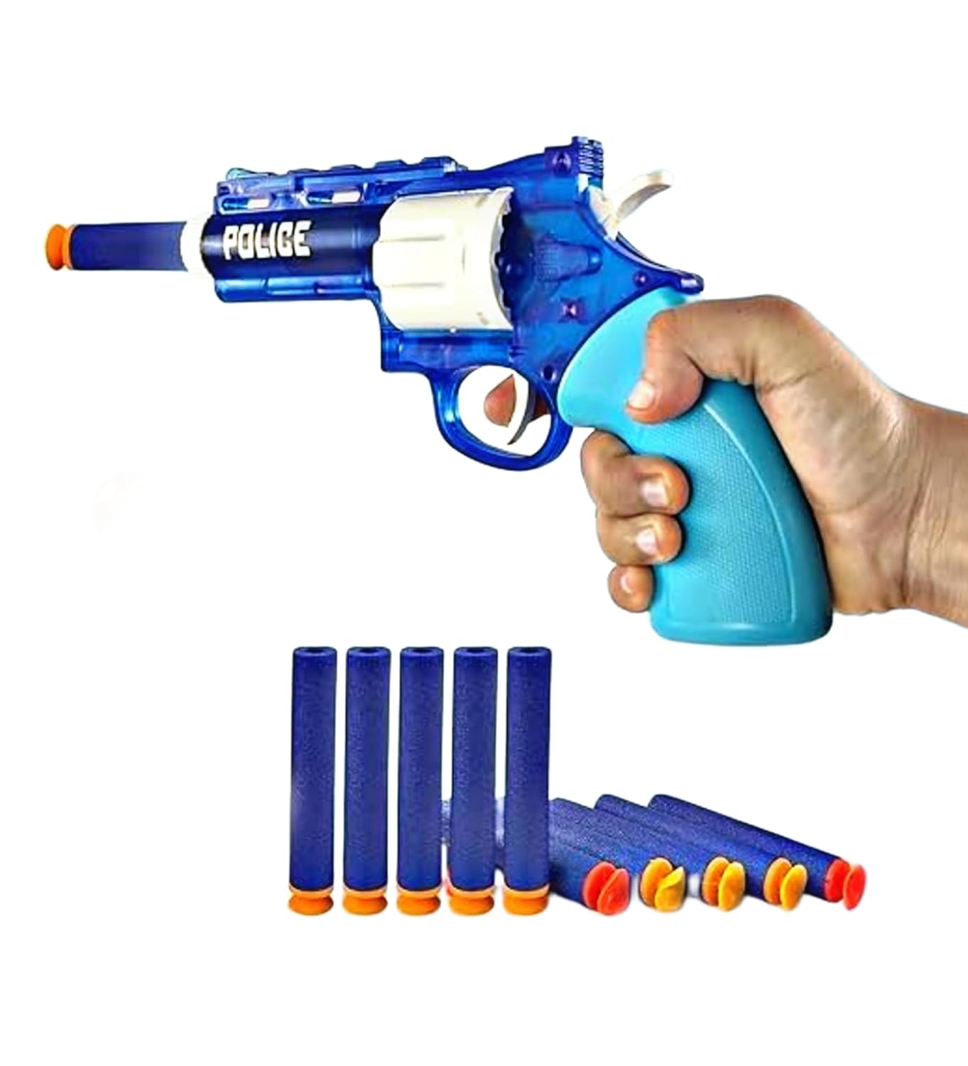 G400 Police Pistol Gun Foam Little Soldier Gun Toy, Safe and Long Range with 10 Bullets Dart for Boys and Girl (Blue)