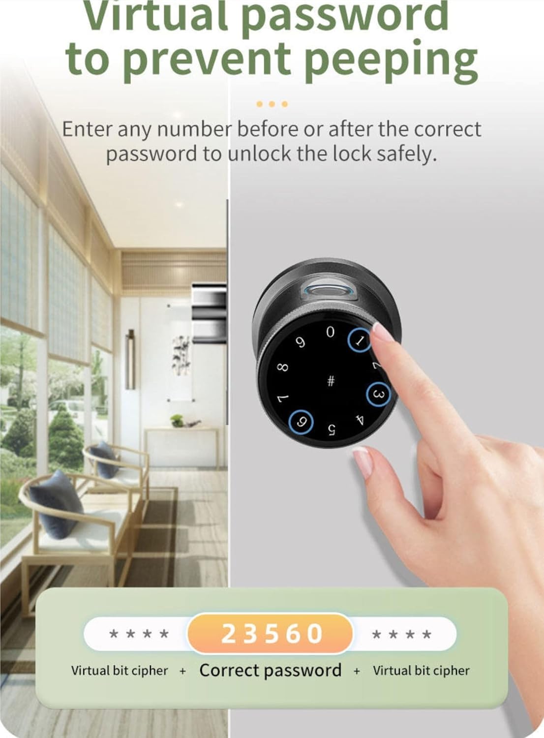 Escozor® RFK02 Smart Knob Digital Keyless Fingerprint Lock for Bedroom & Office with Password,Smart Card,Mechanical Keys & Bluetooth Mobile App Control