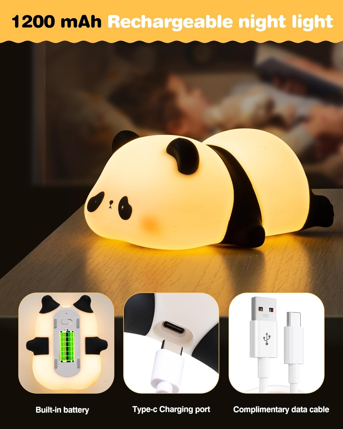 Cool Panda led Night Lights for Kids, Cool Animal Lamps, LED Lights for Room, Baby Night Lights for Nursery, Timer Auto Shutoff,Touch lamp,Battery Operated Night Lights, Panda Gifts