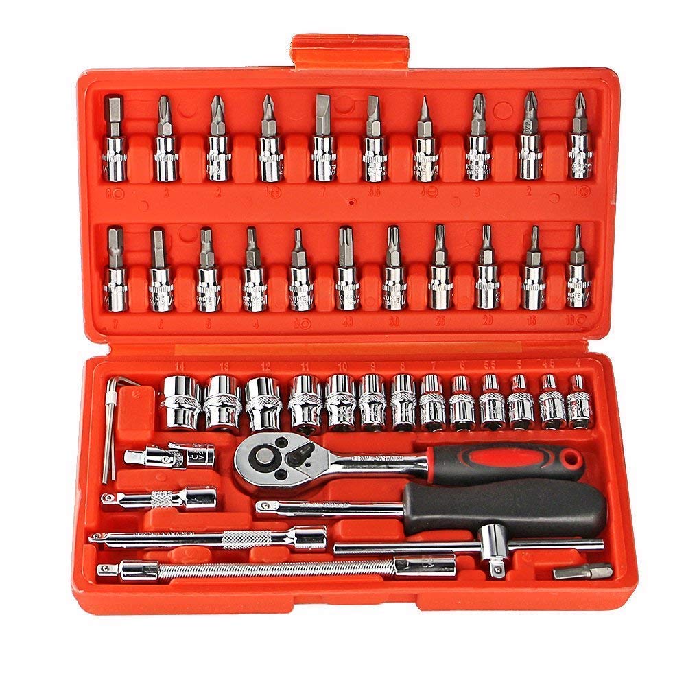 46 In 1 Multipurpose Steel Spanner Tool Hex Socket Combination Toolkit